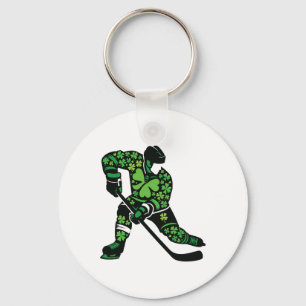St Patricks Day Hockey Player - Shamrock Spirit Sp Keychain