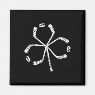 St Patricks Day Hockey Shamrock Vintage Stick Sain Magnet