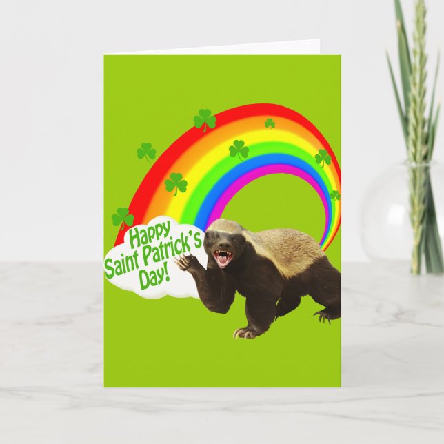 St. Patrick's Day Honey Badger Card (Front)