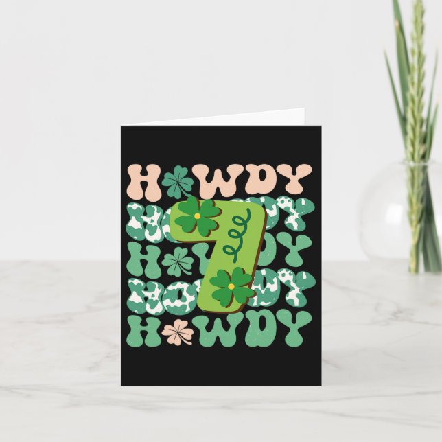 St Patricks Day Howdy Seventh 7th Birthday Western Card (Front)