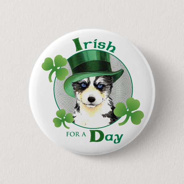 St. Patrick's Day Husky 2 Inch Round Button (Front)