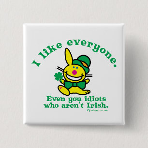 St Patrick's Day   I Like Everyone 2 Inch Square Button