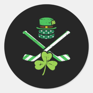 St Patricks Day Ice Hockey Saint Pattys Irish Men  Classic Round Sticker