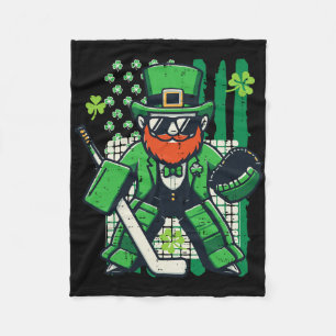 St Patricks Day Ice Hockey Us Flag Saint Paddys Me Fleece Blanket