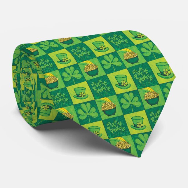 St. Patrick's Day Icons Pattern Tie (Rolled)