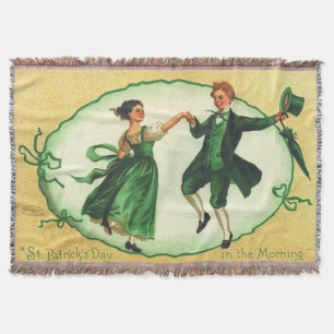 "St. Patrick's Day in the Morning." Vintage Card Throw Blanket