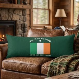 St Patrick's Day Ireland Flag Custom Name Shamrock Body Pillow