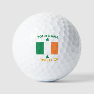 St Patrick's Day Ireland Flag Custom Name Shamrock Golf Balls
