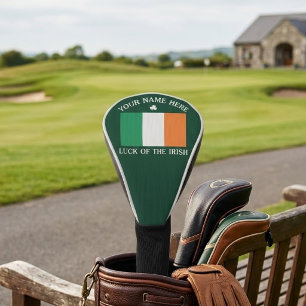 St Patrick's Day Ireland Flag Custom Name Shamrock Golf Head Cover