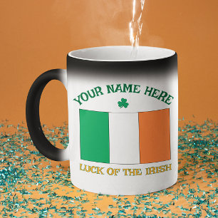 St Patrick's Day Ireland Flag Custom Name Shamrock Magic Mug