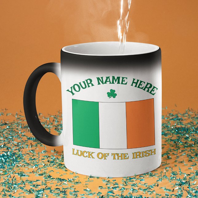 St Patrick's Day Ireland Flag Custom Name Shamrock Magic Mug (Creator Uploaded)