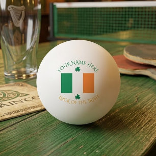 St Patrick's Day Ireland Flag Custom Name Shamrock Ping Pong Ball