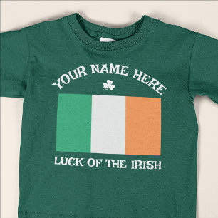 St Patrick's Day Ireland Flag Custom Name Shamrock T-Shirt