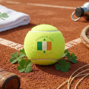 St Patrick's Day Ireland Flag Custom Name Shamrock Tennis Balls