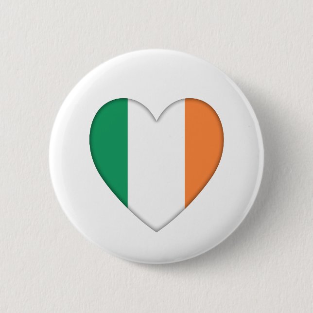 St Patrick's Day Ireland flag heart badge 2 Inch Round Button (Front)
