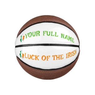 St Patrick's Day Ireland Flag Shamrock Custom Name Mini Basketball