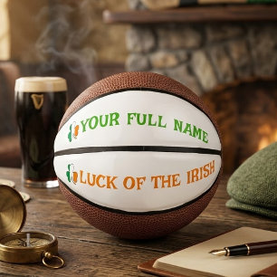St Patrick's Day Ireland Flag Shamrock Custom Name Mini Basketball
