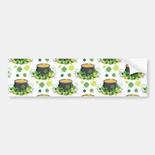 St Patricks Day Ireland Green Clover Leprechaun Bumper Sticker