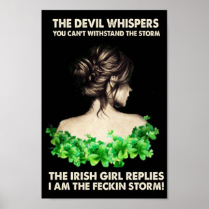 st patricks day ireland Irish Girl Reply shamrock Poster