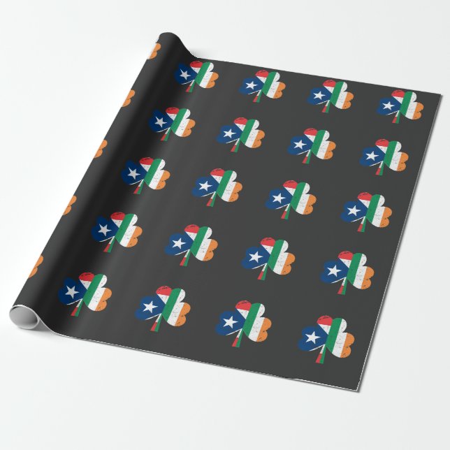St Patricks Day Ireland Irish Puerto Rican Wrapping Paper (Unrolled)