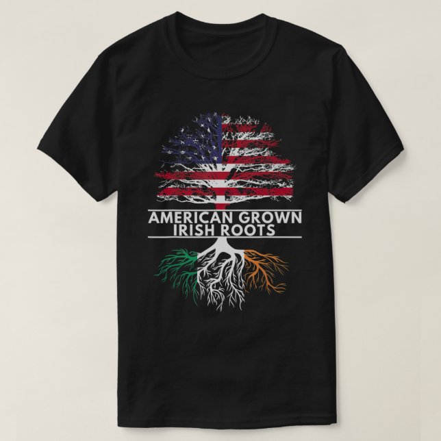 St Patricks Day Irish American Flag Grown Roots  G T-Shirt (Design Front)