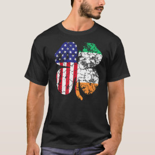 St Patrick's Day Irish American Flag Shamrock Men T-Shirt
