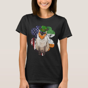 St Patricks Day Irish American Flag Siamese Cat T-Shirt