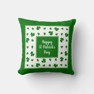 St Patrick's Day Irish Blessings Shamrock Pattern Throw Pillow