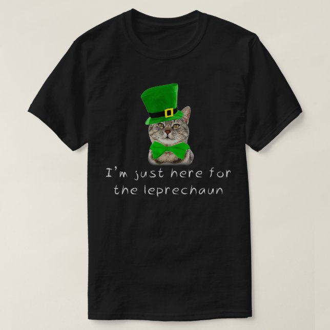 St Patricks Day Irish Cat Here Leprechaun Hat  T-Shirt (Design Front)
