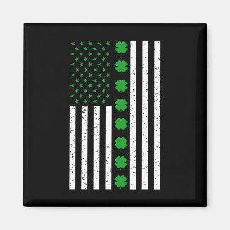 St Patricks Day Irish Clover American Flag Magnet
