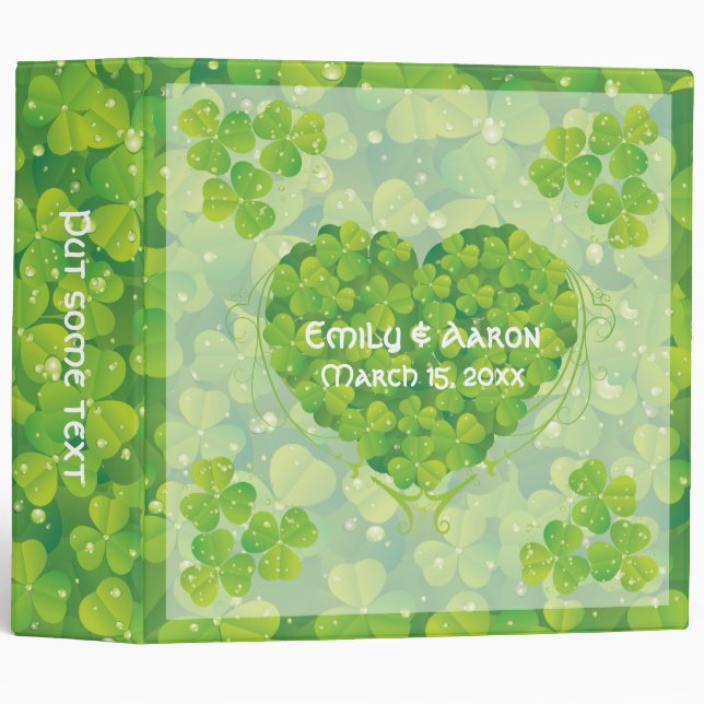 St. Patrick's Day Irish clover wedding binder (Front/Spine)