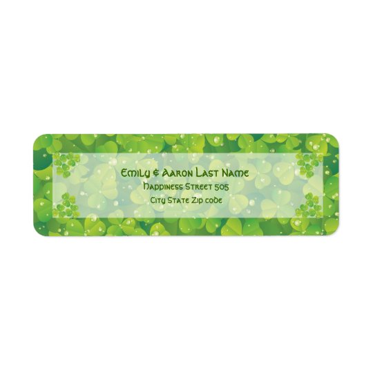 St. Patrick's Day Irish clover wedding label Return Address Label