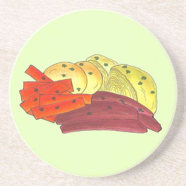 St. Patrick's Day Irish Corned Beef Cabbage Potato Coaster (Front)