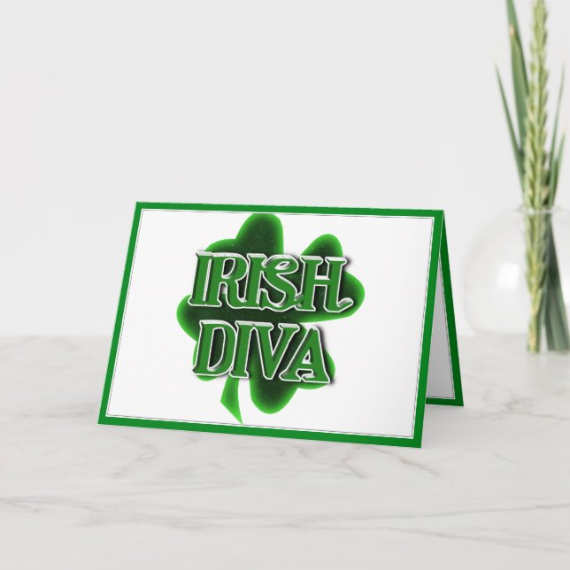 St. Patrick's Day Irish Diva Note Card (Front)