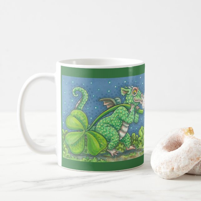 ST. PATRICK'S DAY IRISH DRAGON MUG Customize (With Donut)