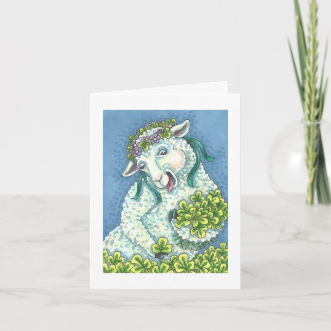 ST. PATRICK'S DAY IRISH EWE GREETING NOTE CARD B (Front)