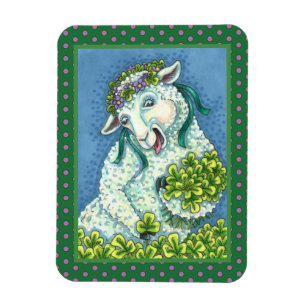 ST. PATRICK'S DAY IRISH EWE, SHEEP & SHAMROCKS MAGNET