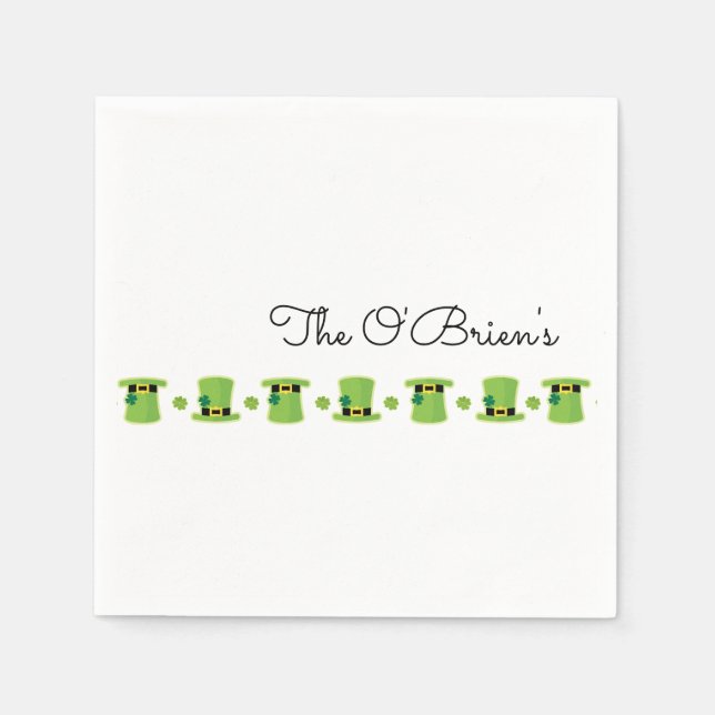 St Patricks Day Irish Family Name Paper Napkin (Front)