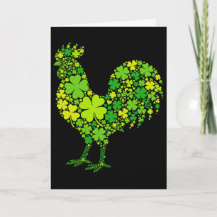 St Patricks Day Irish Farmer Chicken Dad Shamrock Card