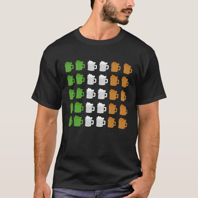 St Patrick's Day  Irish Flag Beer Alcohol Pint Gla T-Shirt (Front)