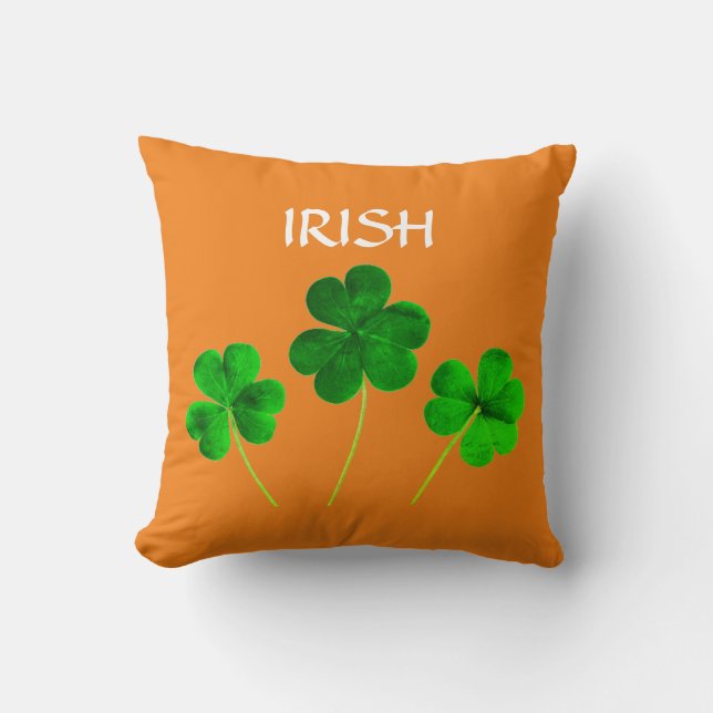 St Patrick's Day Irish Flag Colours Green Orange Throw Pillow (Front)