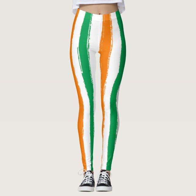 St Patrick's Day | Irish Flag Green White Orange Leggings (Front)