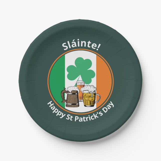 St Patricks Day Irish Flag Paper Plate (Front)