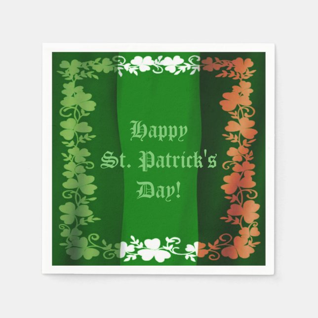 St. Patrick's Day Irish Flag Shamrock Napkins (Front)