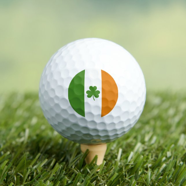 St Patrick's Day Irish Flag with Shamrock Clover Golf Balls (Insitu Tee)