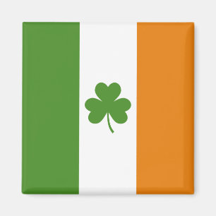 St Patrick's Day Irish Flag with Shamrock Clover Magnet