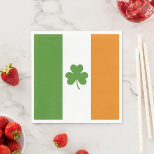 St Patrick's Day Irish Flag with Shamrock Clover Napkin