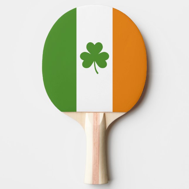 St Patrick's Day Irish Flag with Shamrock Clover Ping Pong Paddle (Front)