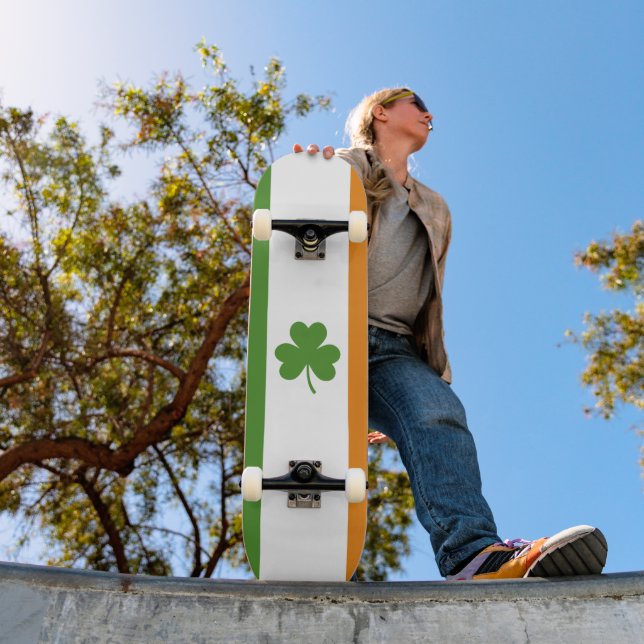 St Patrick's Day Irish Flag with Shamrock Clover Skateboard (Outdoor 1)