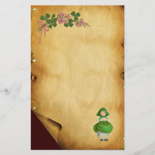 ST PATRICK'S DAY- IRISH GIRL AND SHAMROCKS STATIONERY